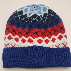 Goodfellow & Co. Men's Blue Red White Fleece Lined Knit Beanie One Size NWT